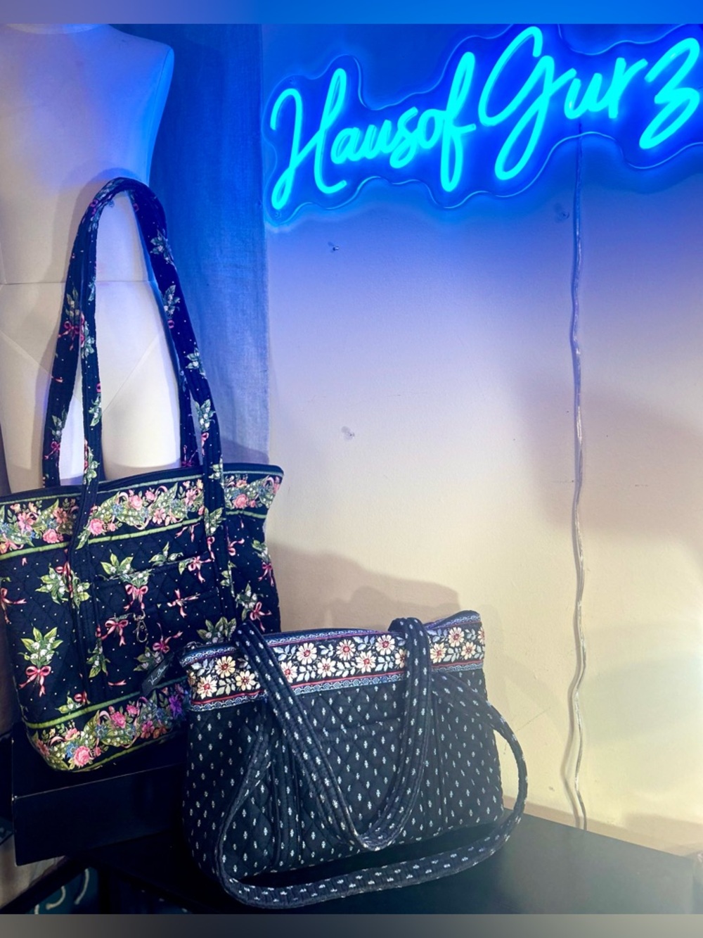 2-Vera Bradley Quilted Floral Tote with Pink or Blue Accents: 2 FOR 1 -SALE NOW!